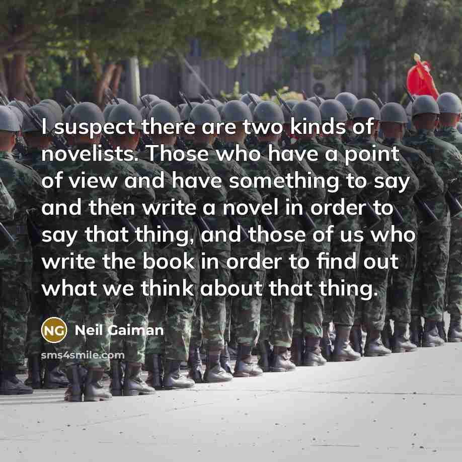 “I suspect there are two kinds of novelists. Those who…” quote by Neil Gaiman