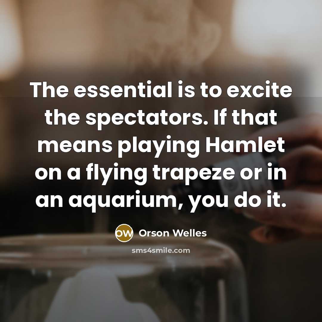 “The essential is to excite the spectators. If that means…” quote by Orson Welles