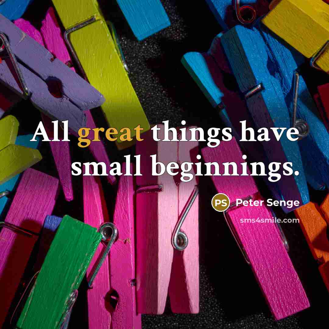 “All great things have small beginnings.” quote by Peter Senge