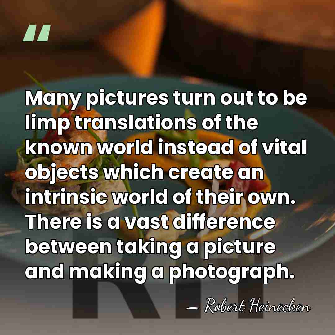 Many pictures turn out to be limp translations of the known world&hellip; - Robert Heinecken