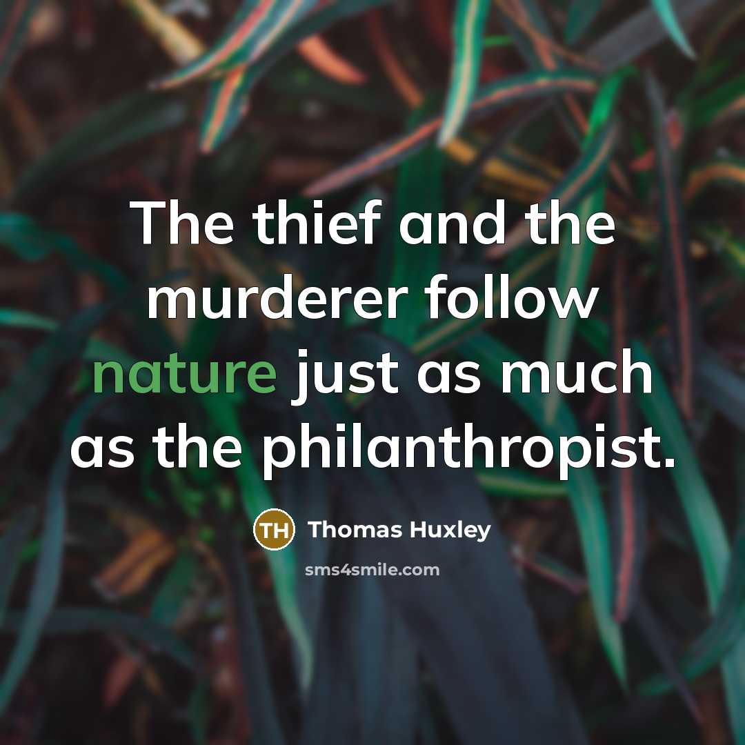 “The thief and the murderer follow nature just as much…” quote by Thomas Huxley