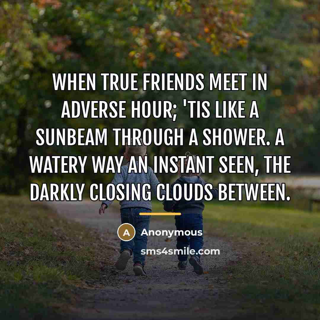 “When true friends meet in adverse hour; 'Tis like a…” quote by Anonymous