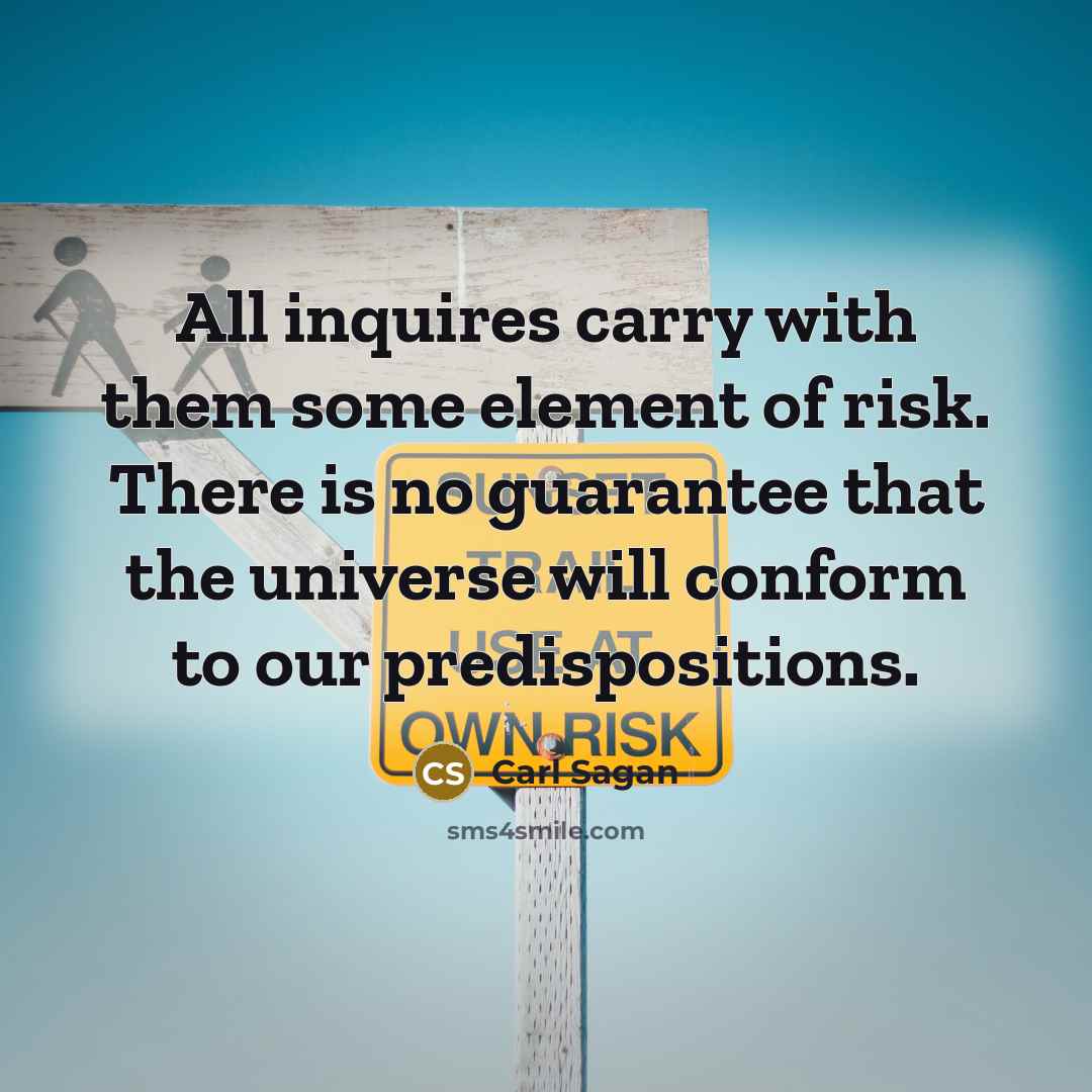 “All inquires carry with them some element of risk. There…” quote by Carl Sagan