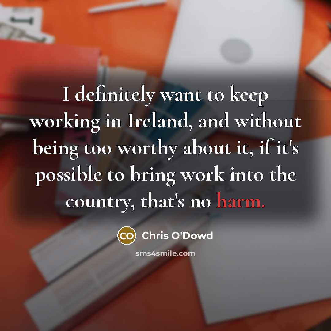 “I definitely want to keep working in Ireland, and without…” quote by Chris O'Dowd