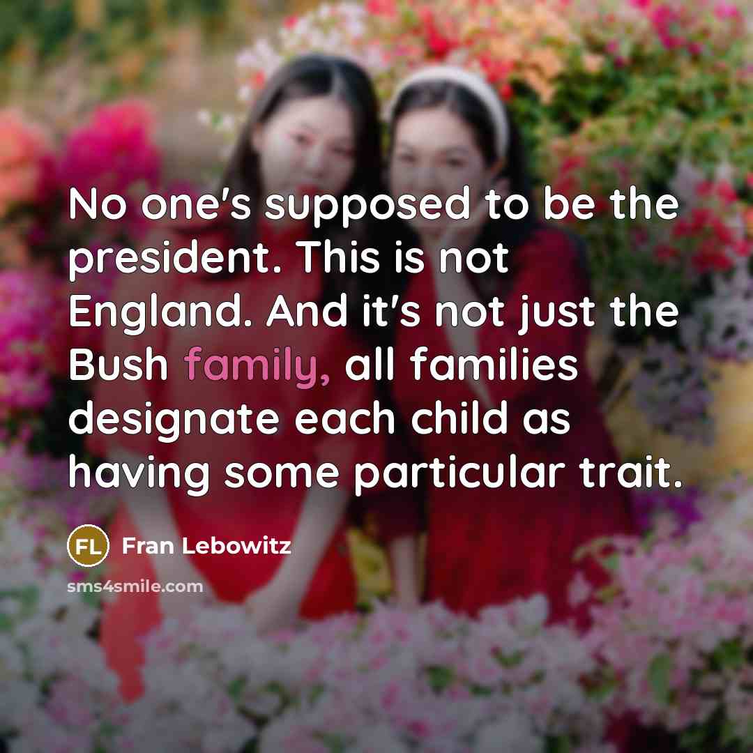 “No one's supposed to be the president. This is not…” quote by Fran Lebowitz