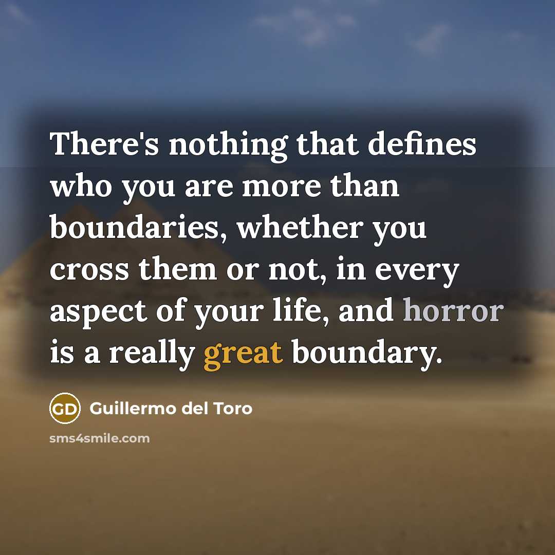 “There's nothing that defines who you are more than boundaries,…” quote by Guillermo del Toro