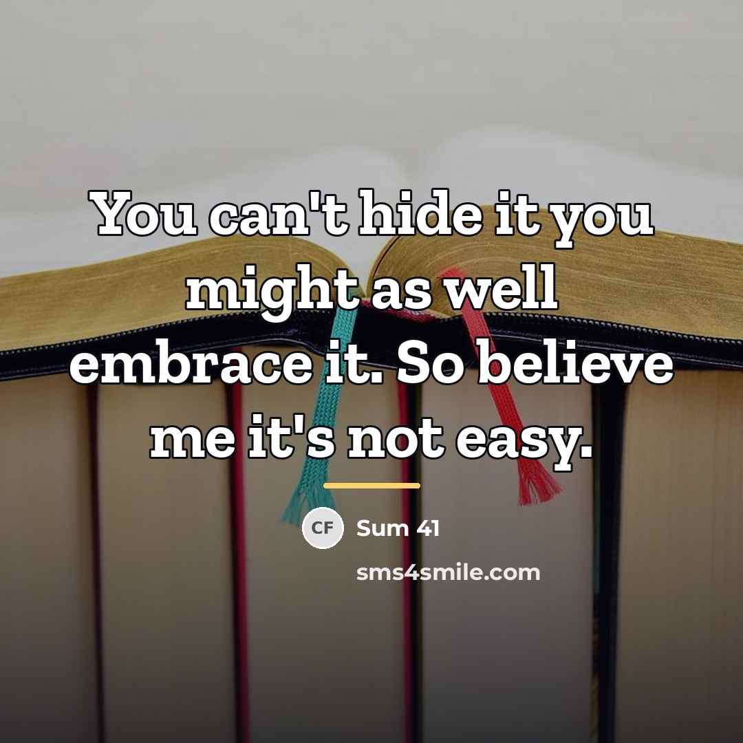 “You can't hide it you might as well embrace it.…” quote by Sum 41