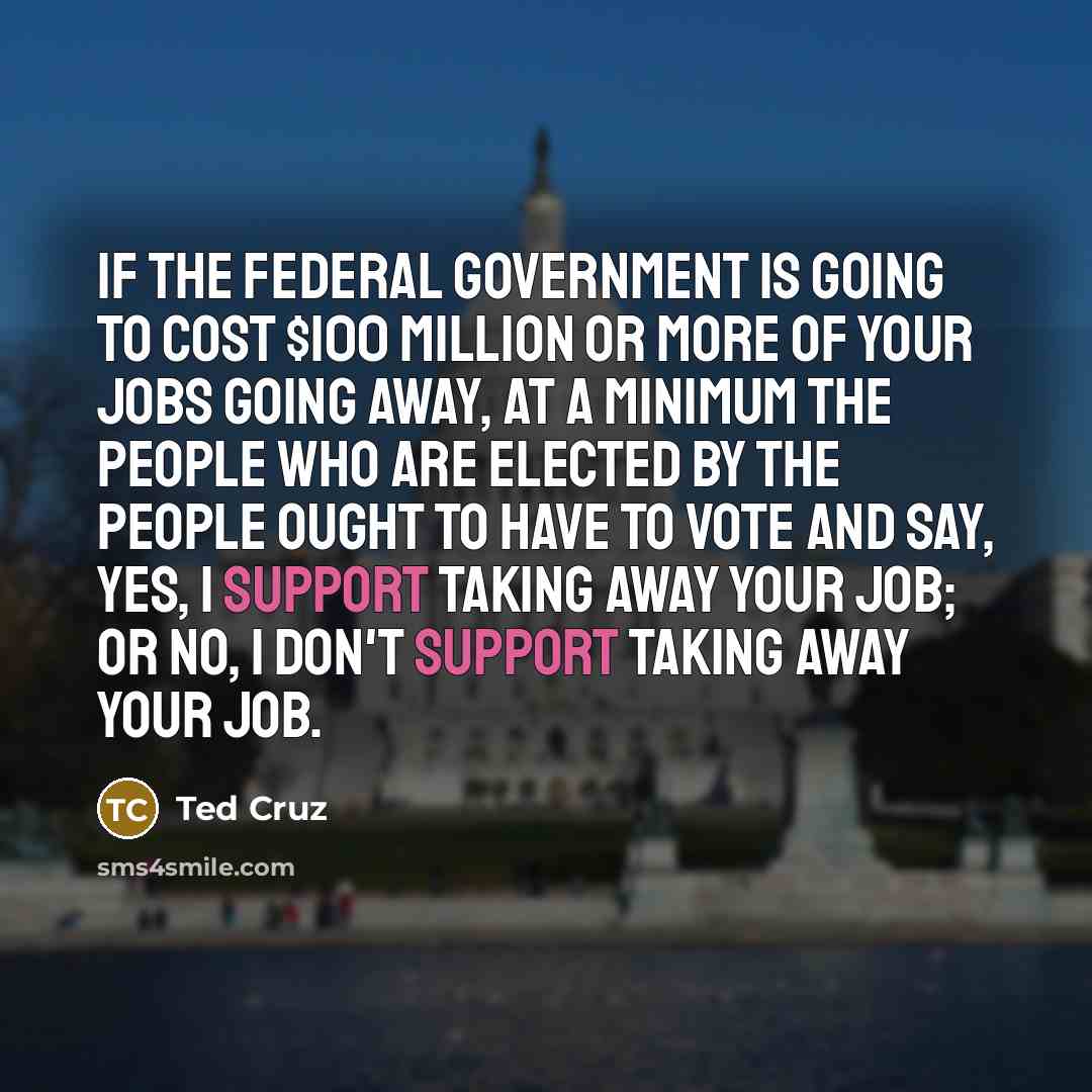 “If the federal government is going to cost $100 million…” quote by Ted Cruz