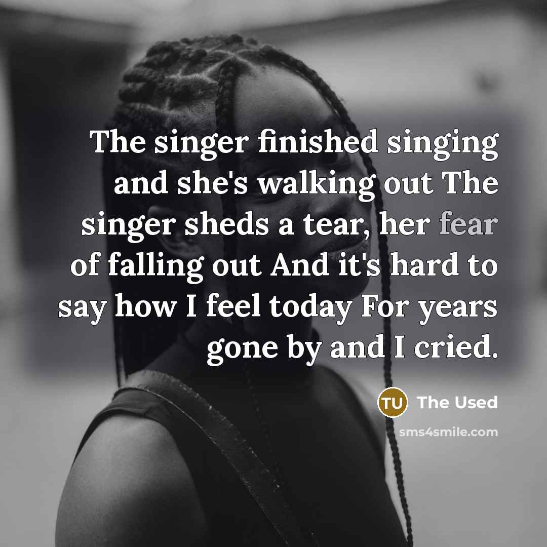 “The singer finished singing and she's walking out The singer…” quote by The Used
