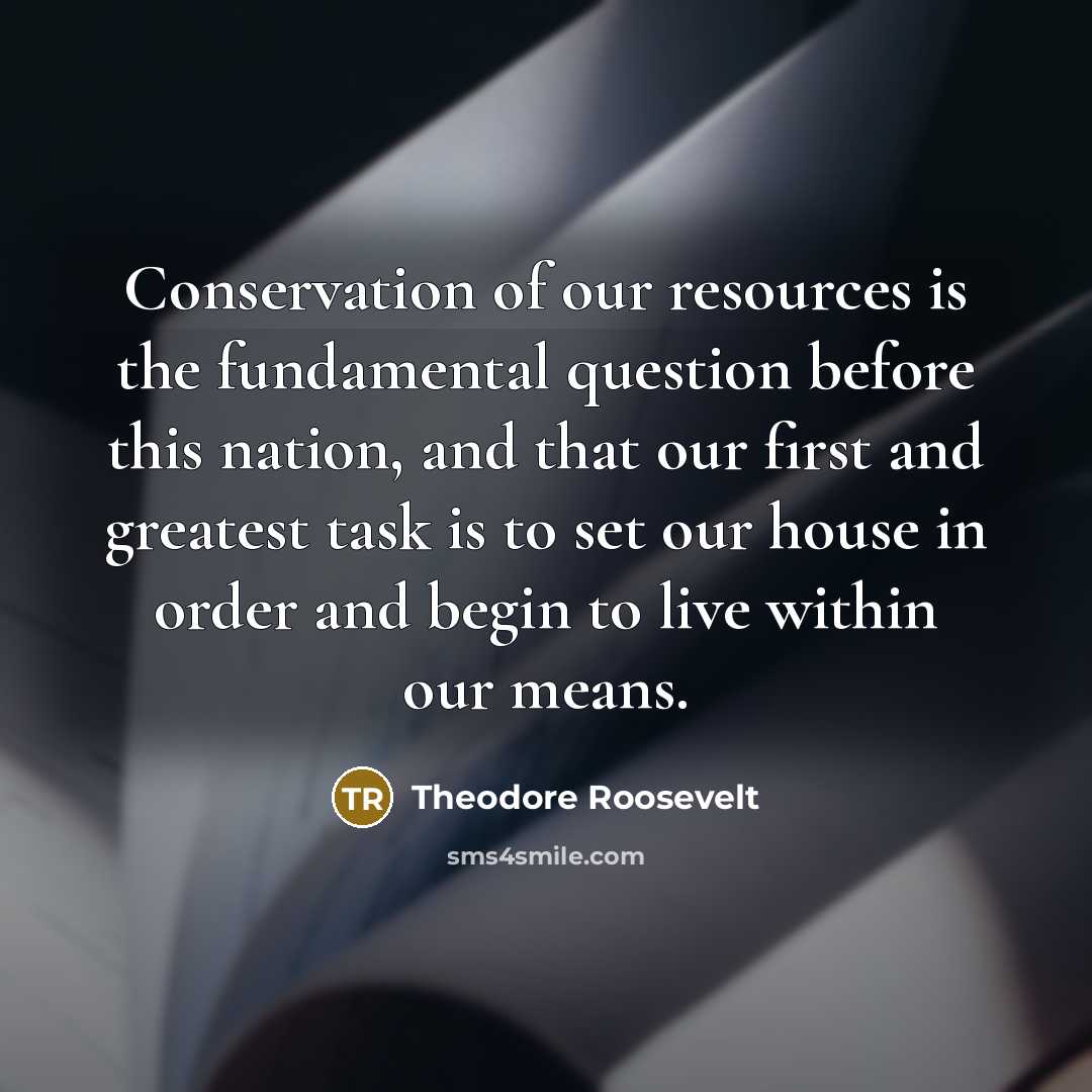 “Conservation of our resources is the fundamental question before this…” quote by Theodore Roosevelt