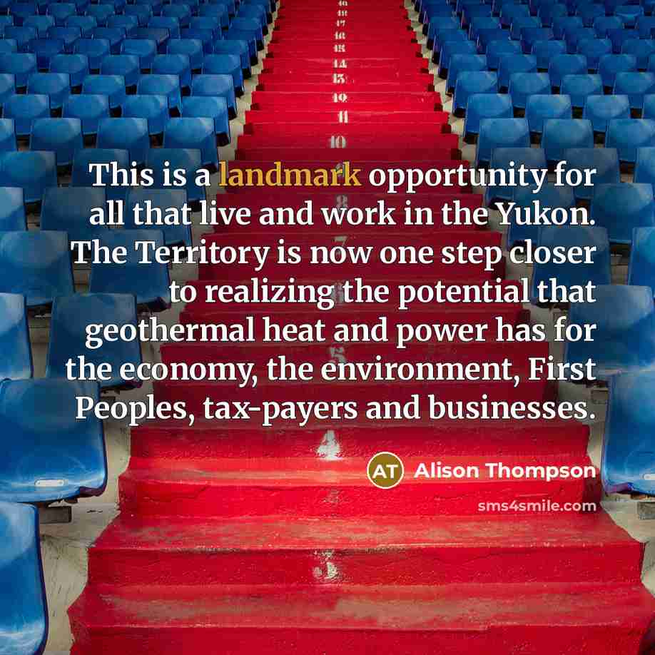 “This is a landmark opportunity for all that live and…” quote by Alison Thompson