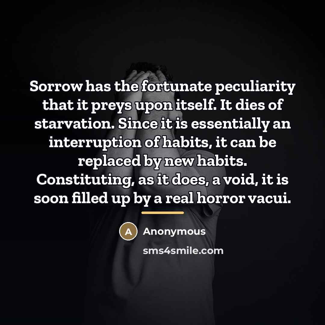 “Sorrow has the fortunate peculiarity that it preys upon itself.…” quote by Anonymous