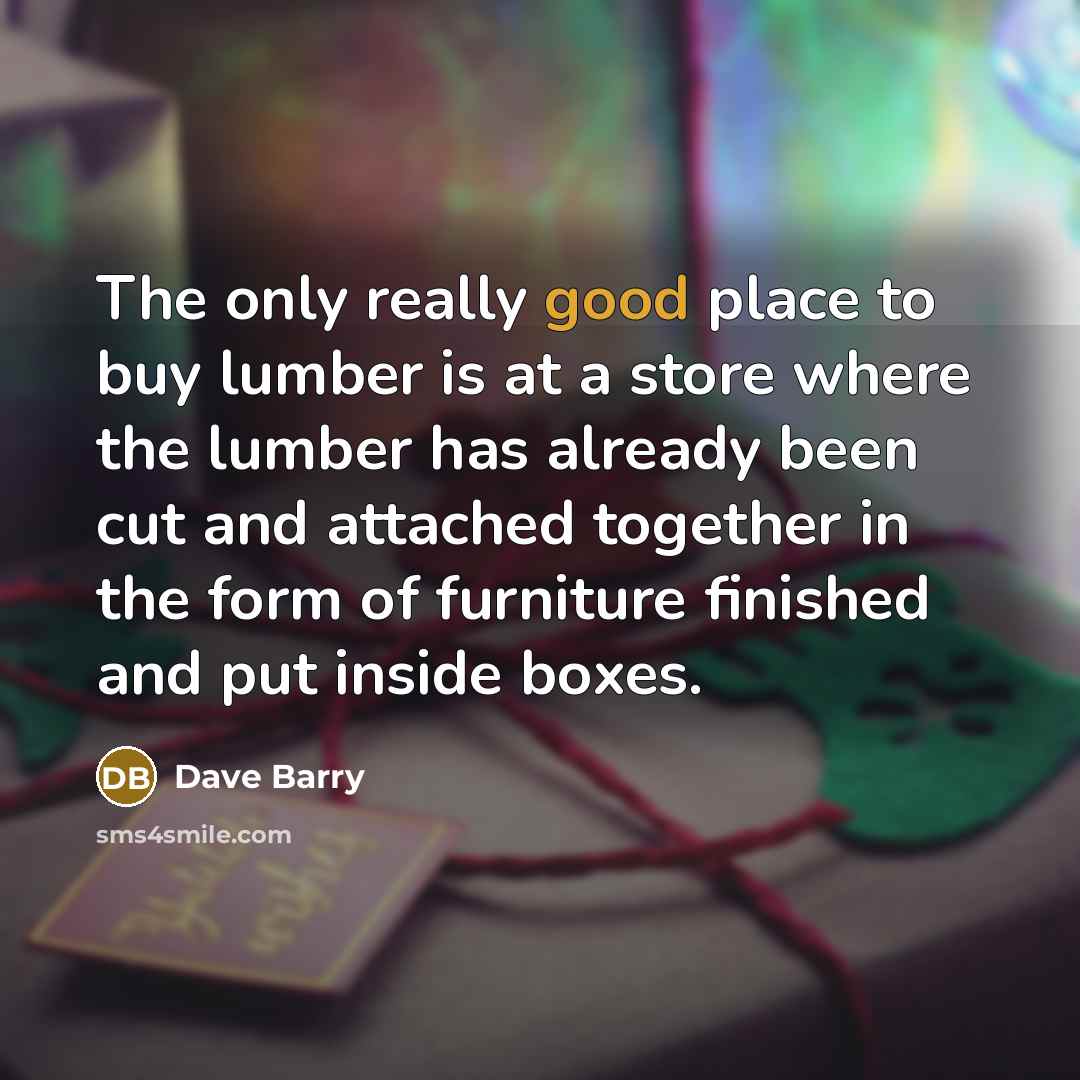 “The only really good place to buy lumber is at…” quote by Dave Barry