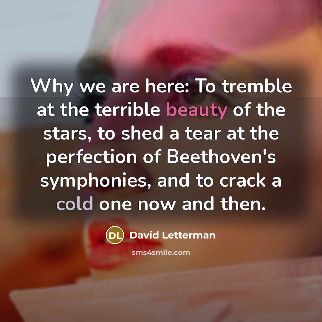 “Why we are here: To tremble at the terrible beauty…” quote by David Letterman