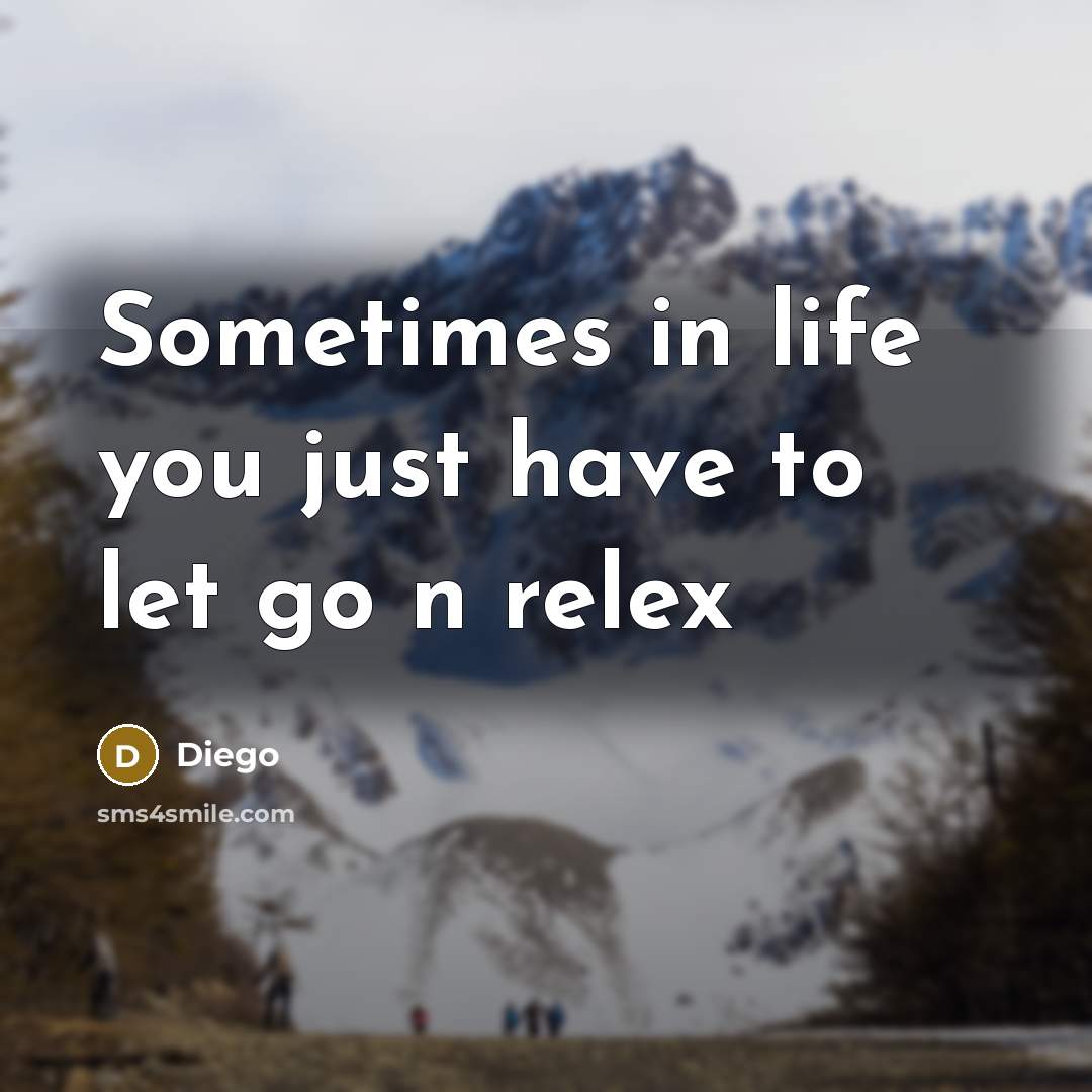 “Sometimes in life you just have to let go n relex” quote by Diego