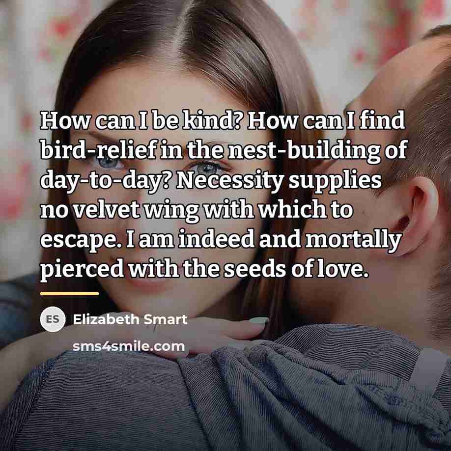 “How can I be kind? How can I find bird-relief…” quote by Elizabeth Smart