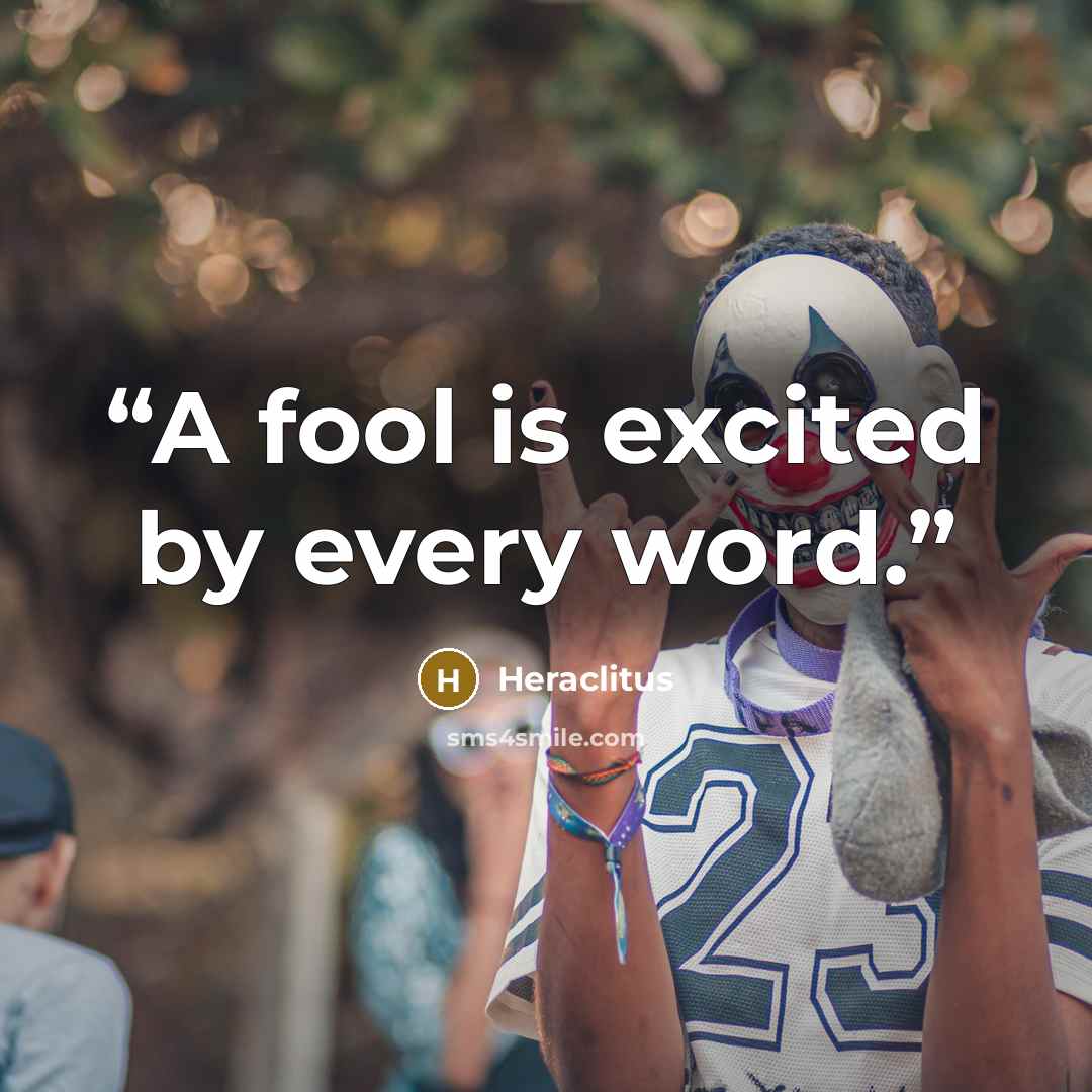 “A fool is excited by every word.” quote by Heraclitus
