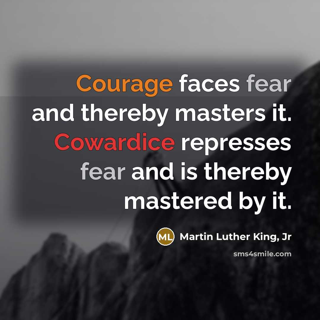 “Courage faces fear and thereby masters it. Cowardice represses fear…” quote by Martin Luther King, Jr