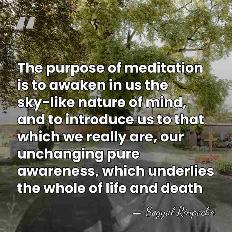 The purpose of meditation is to awaken in us the sky-like nature&hellip; - Sogyal Rinpoche