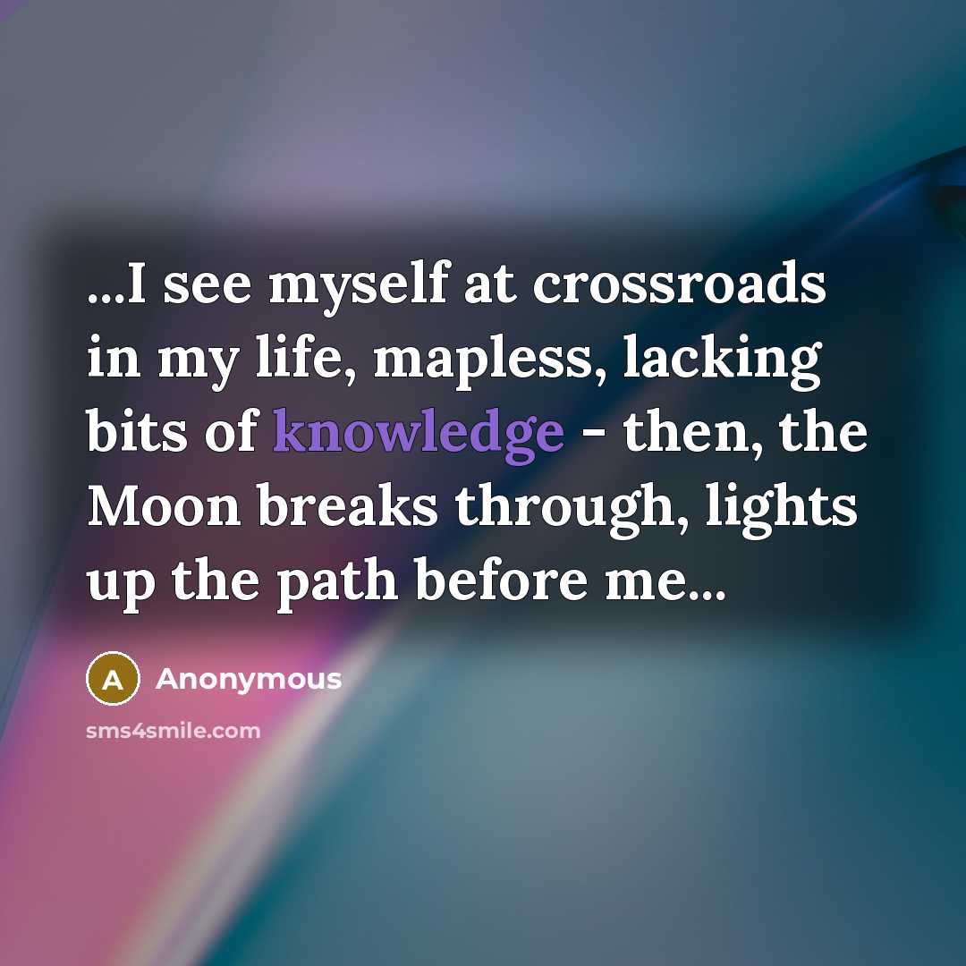 “...I see myself at crossroads in my life, mapless, lacking…” quote by Anonymous