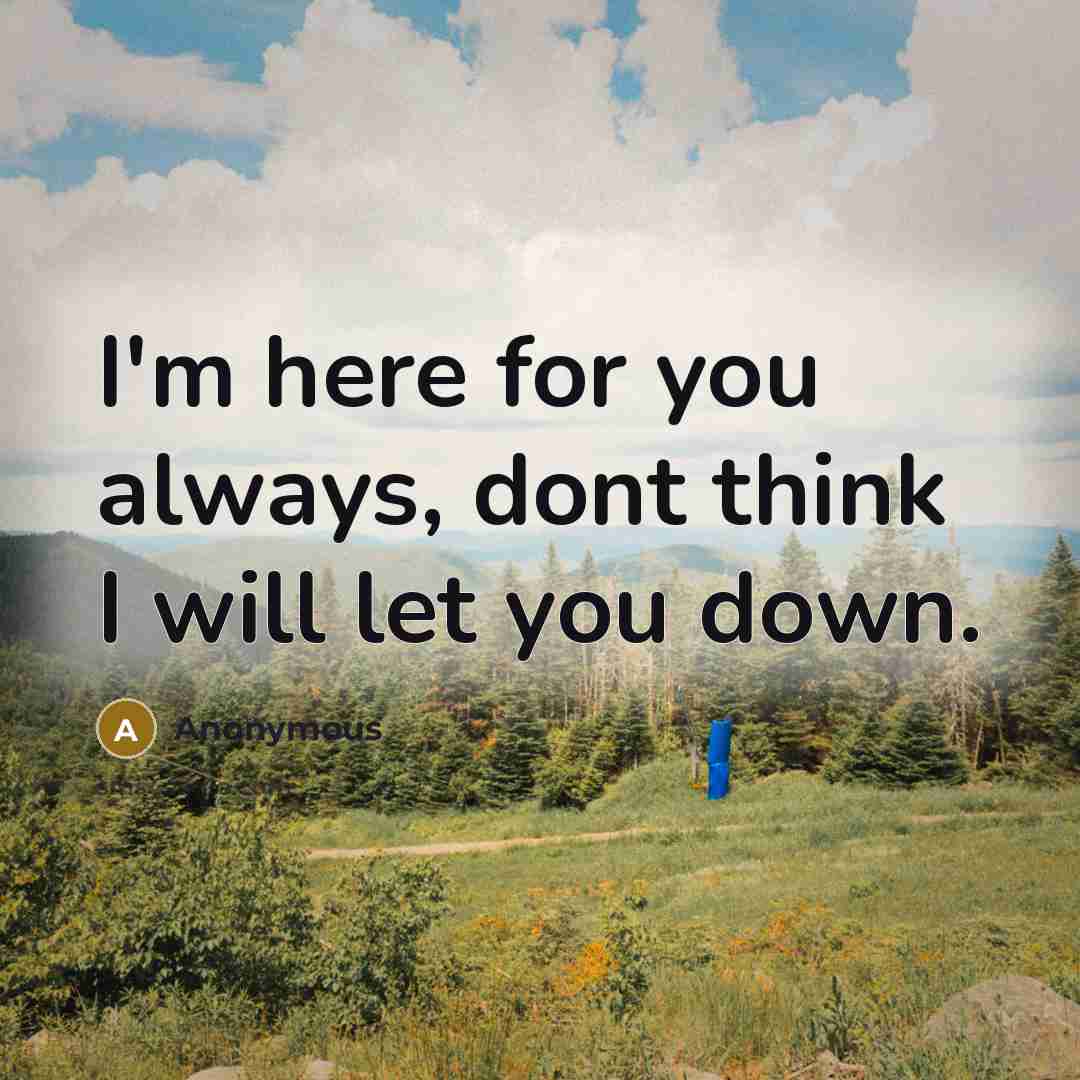 “I'm here for you always, dont think I will let you down.” quote by Anonymous