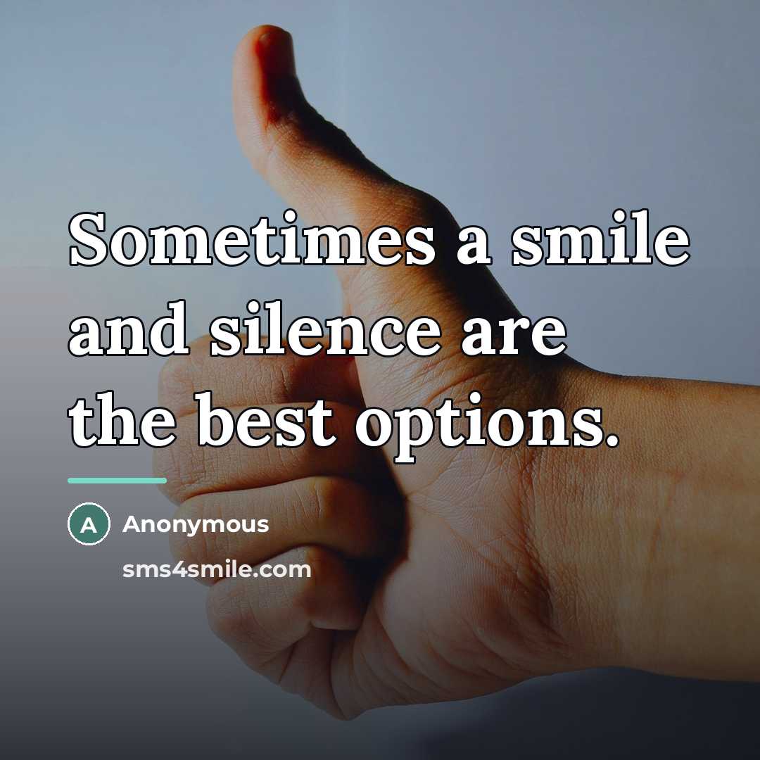 “Sometimes a smile and silence are the best options.…” quote by Anonymous