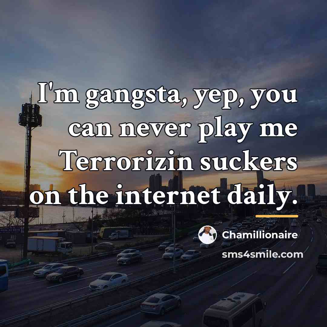 “I'm gangsta, yep, you can never play me Terrorizin suckers…” quote by Chamillionaire