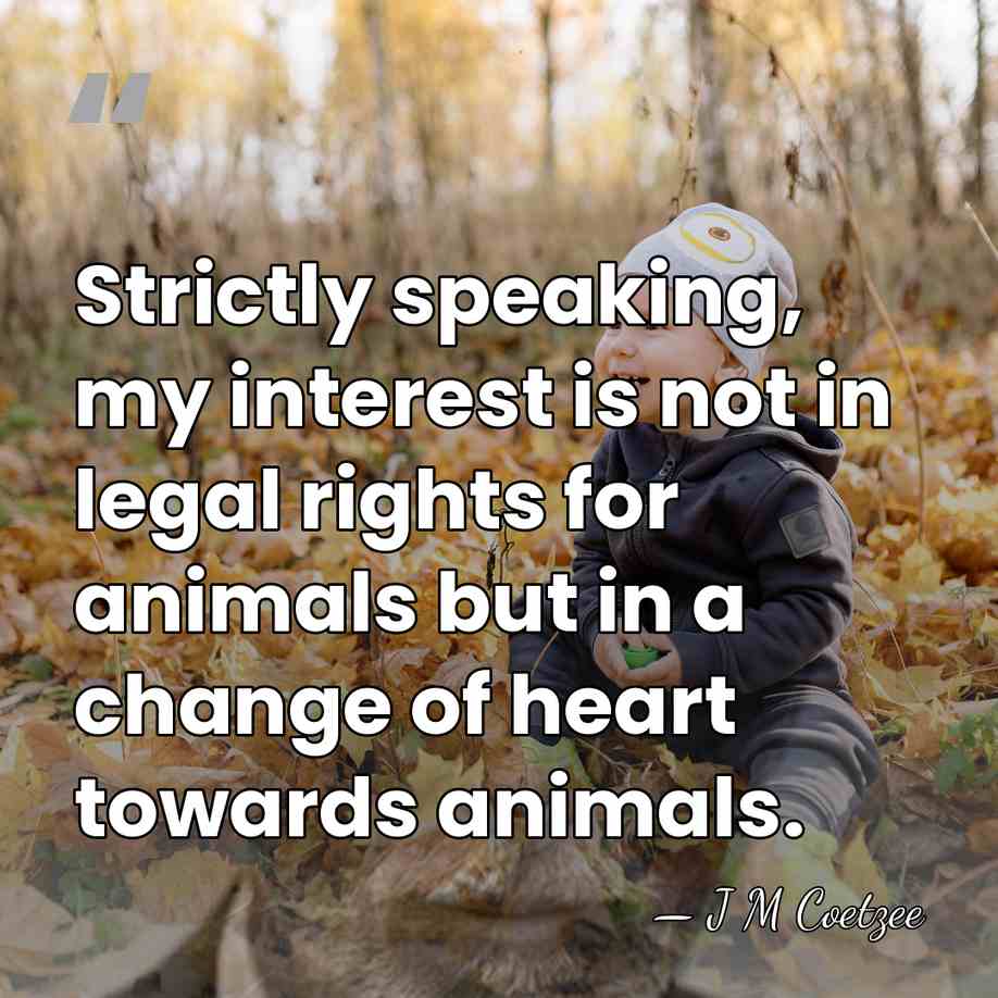 Strictly speaking, my interest is not in legal rights for animals but&hellip; - J M Coetzee