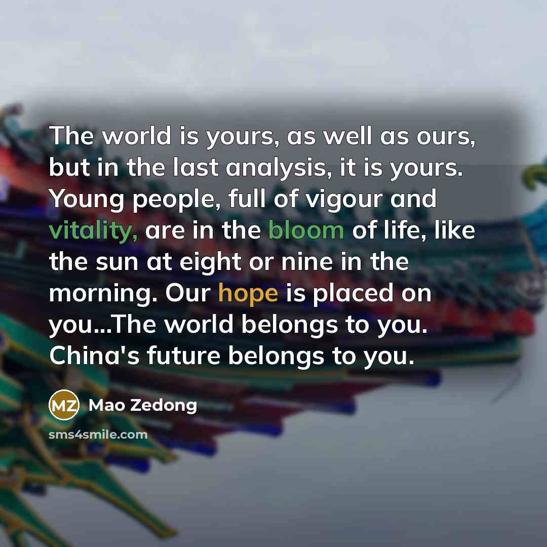 “The world is yours, as well as ours, but in…” quote by Mao Zedong