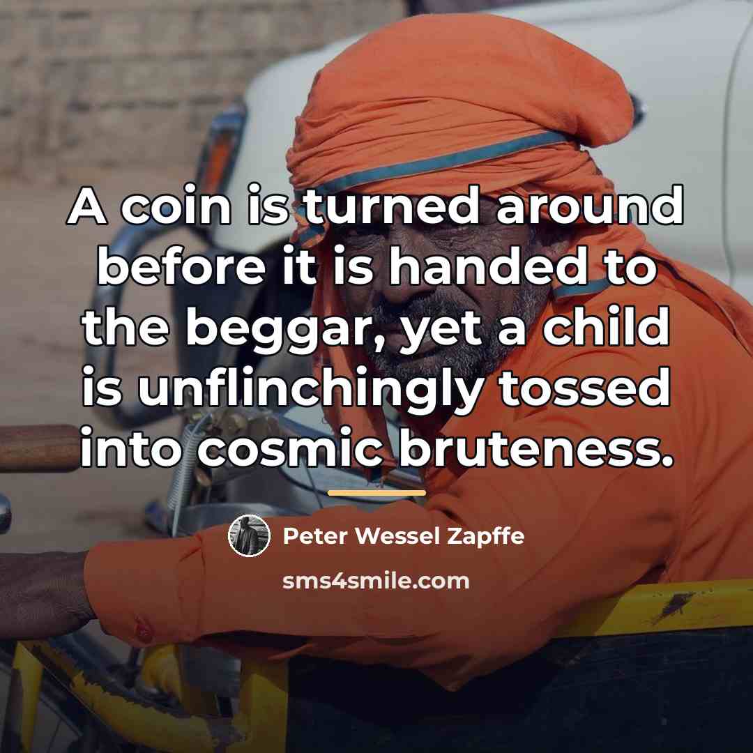 “A coin is turned around before it is handed to…” quote by Peter Wessel Zapffe