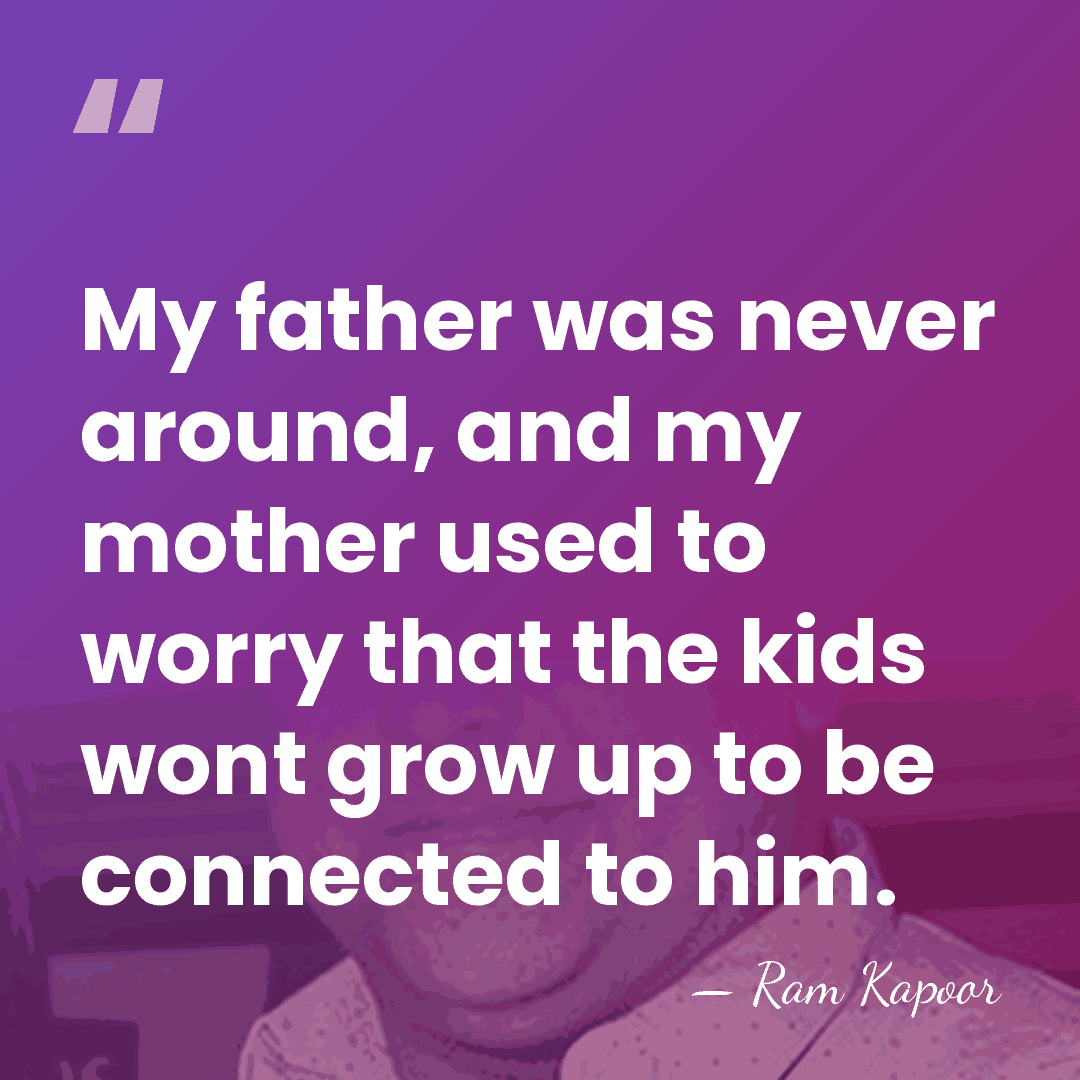 My father was never around, and my mother used to worry that&hellip; - Ram Kapoor