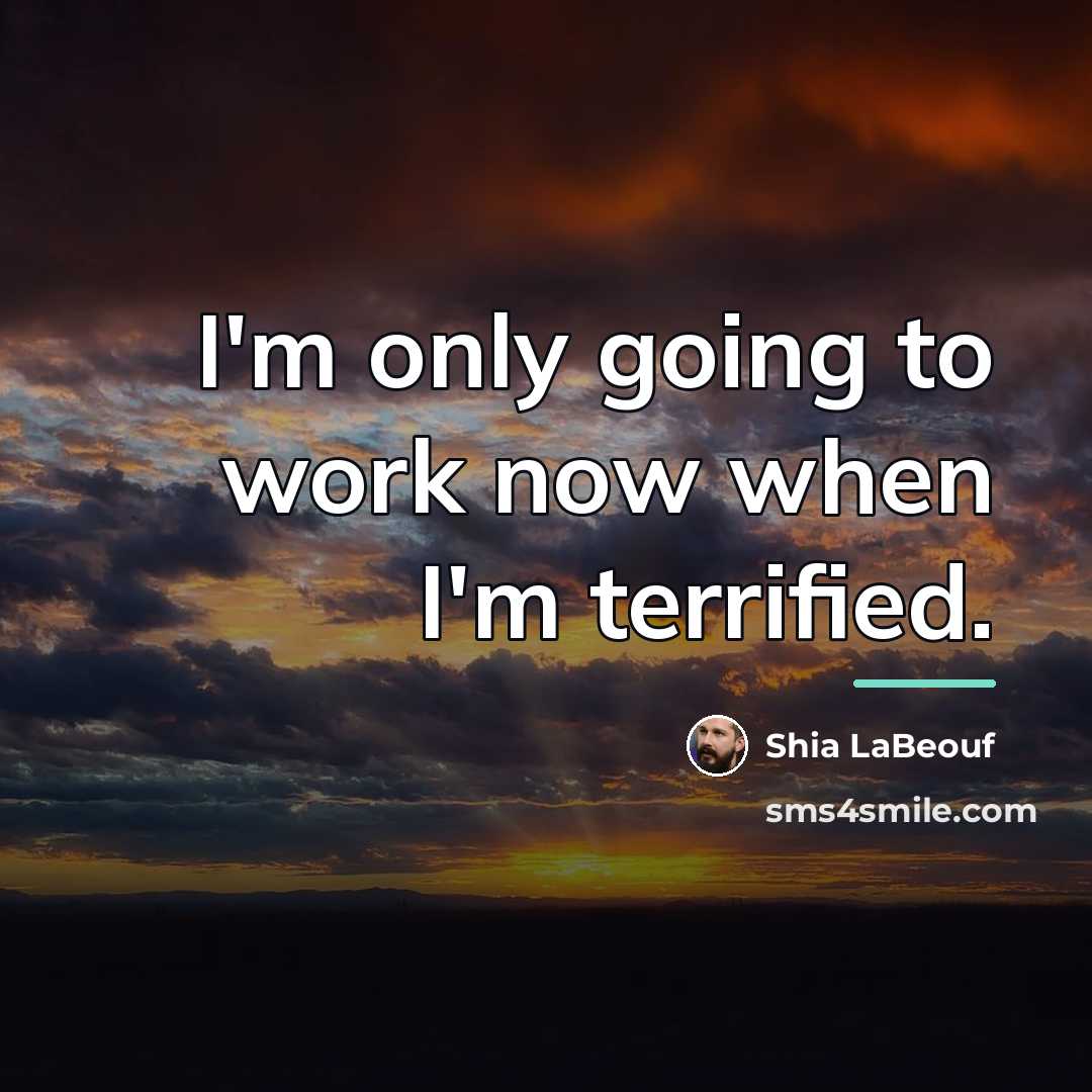 “I'm only going to work now when I'm terrified.…” quote by Shia LaBeouf