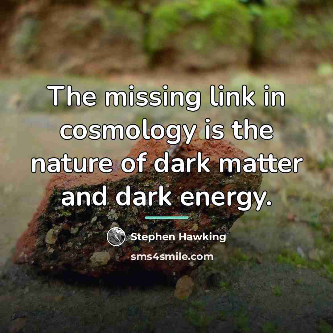 “The missing link in cosmology is the nature of dark…” quote by Stephen Hawking
