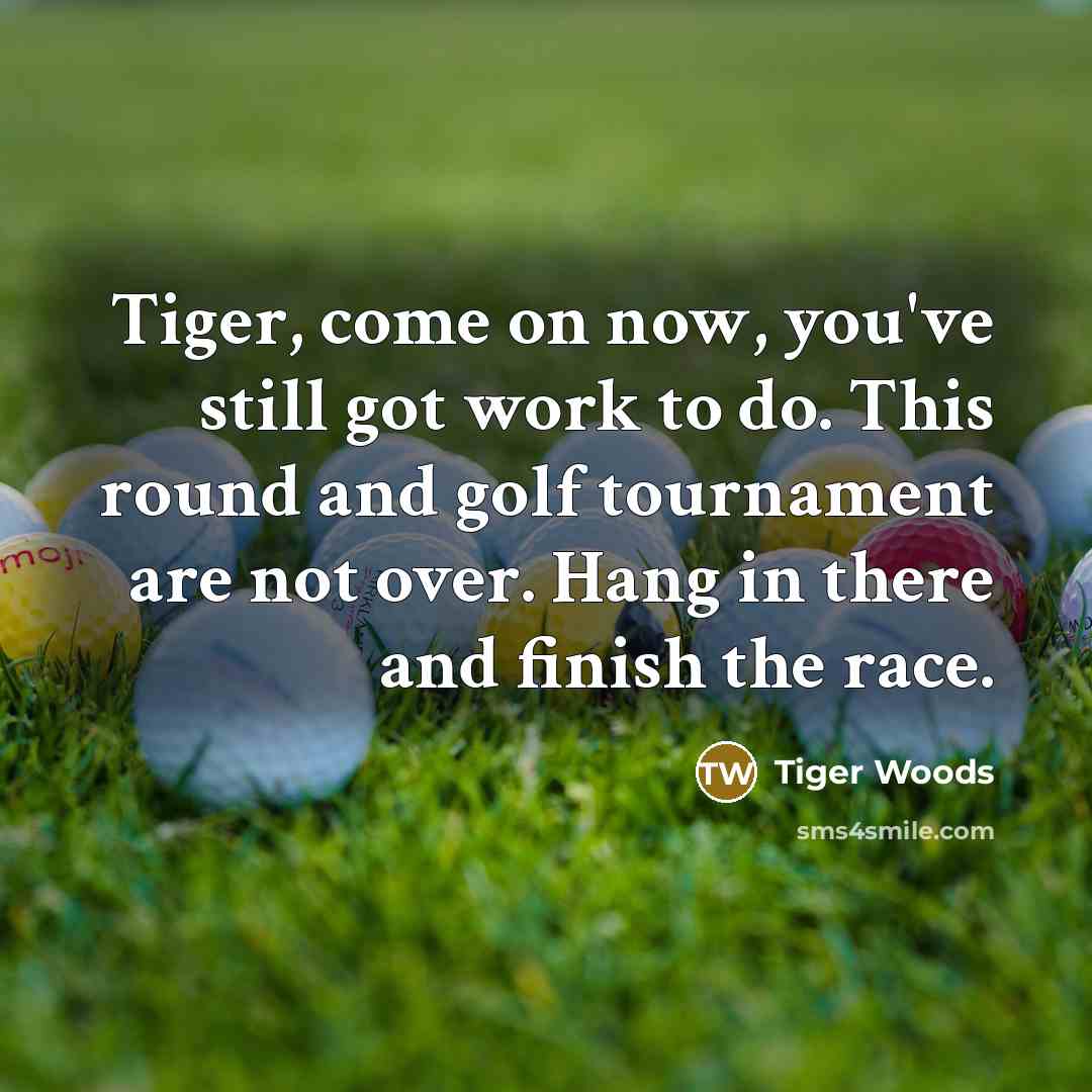 “Tiger, come on now, you've still got work to do.…” quote by Tiger Woods