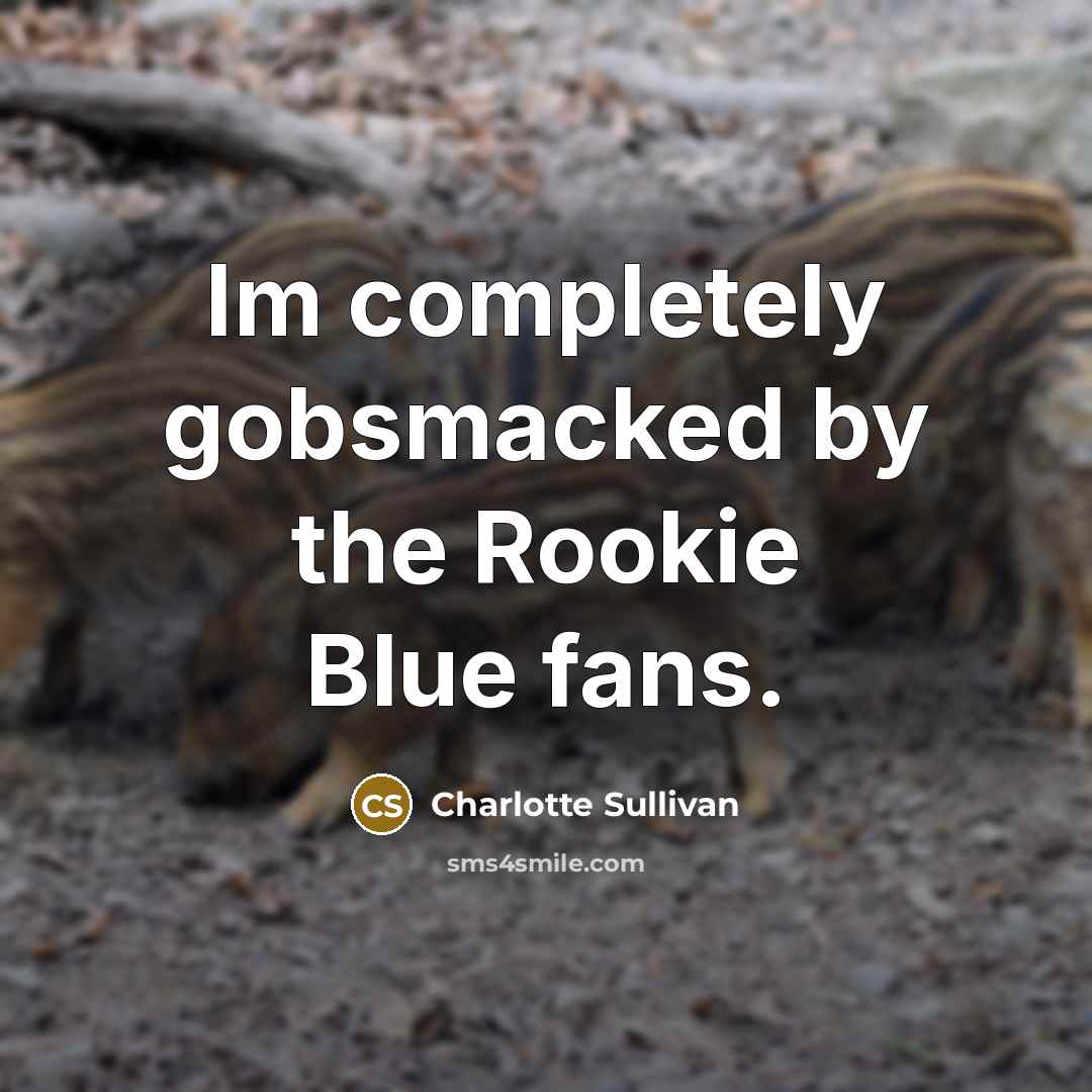 “Im completely gobsmacked by the Rookie Blue fans.…” quote by Charlotte Sullivan