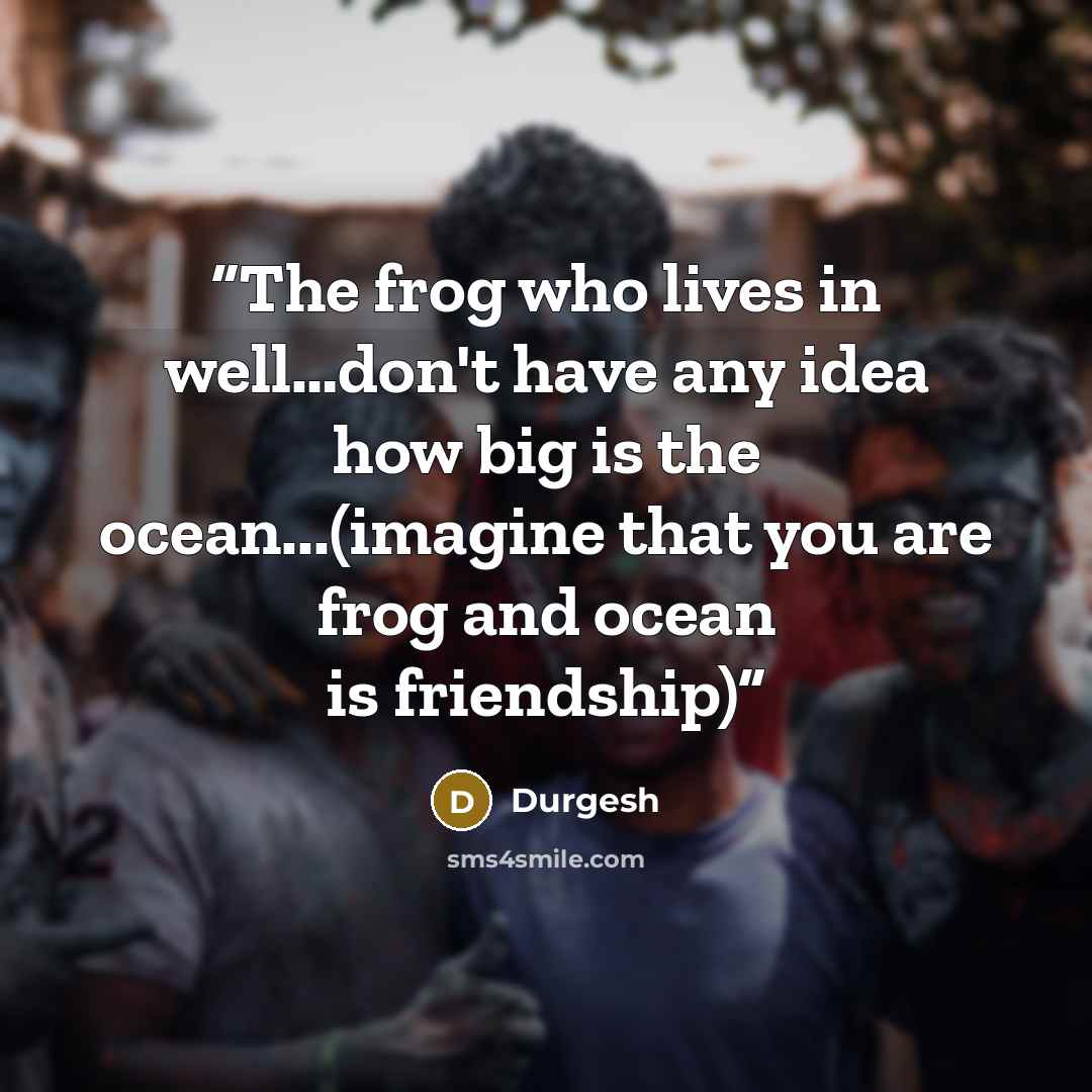 “The frog who lives in well…don't have any idea how big is the ocean...(imagine that you are frog and ocean is friendship)” quote by Durgesh