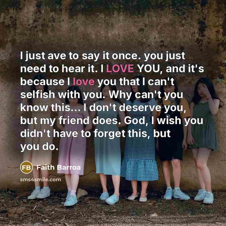 “I just ave to say it once. you just need…” quote by Faith Barroa