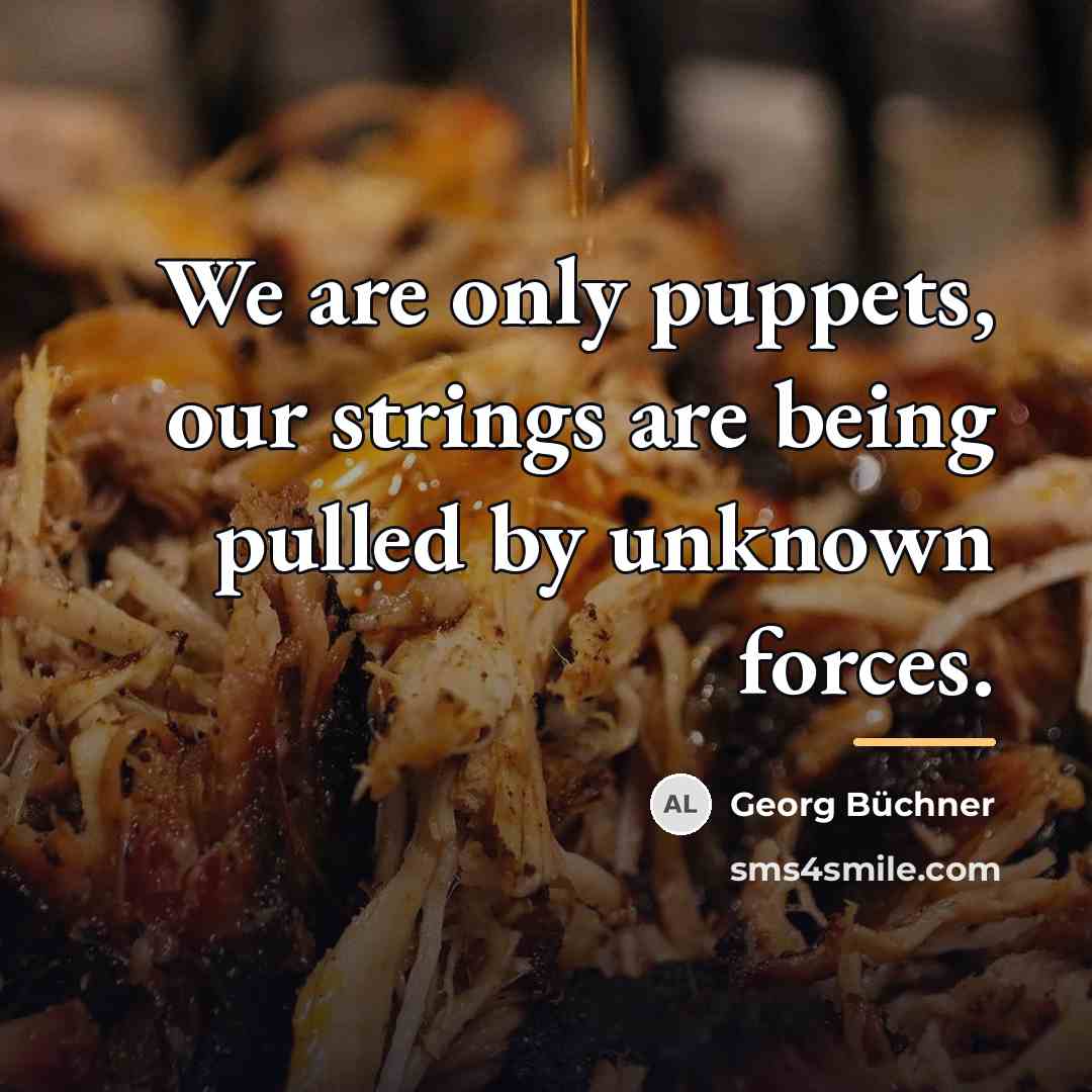 “We are only puppets, our strings are being pulled by…” quote by Georg Buchner