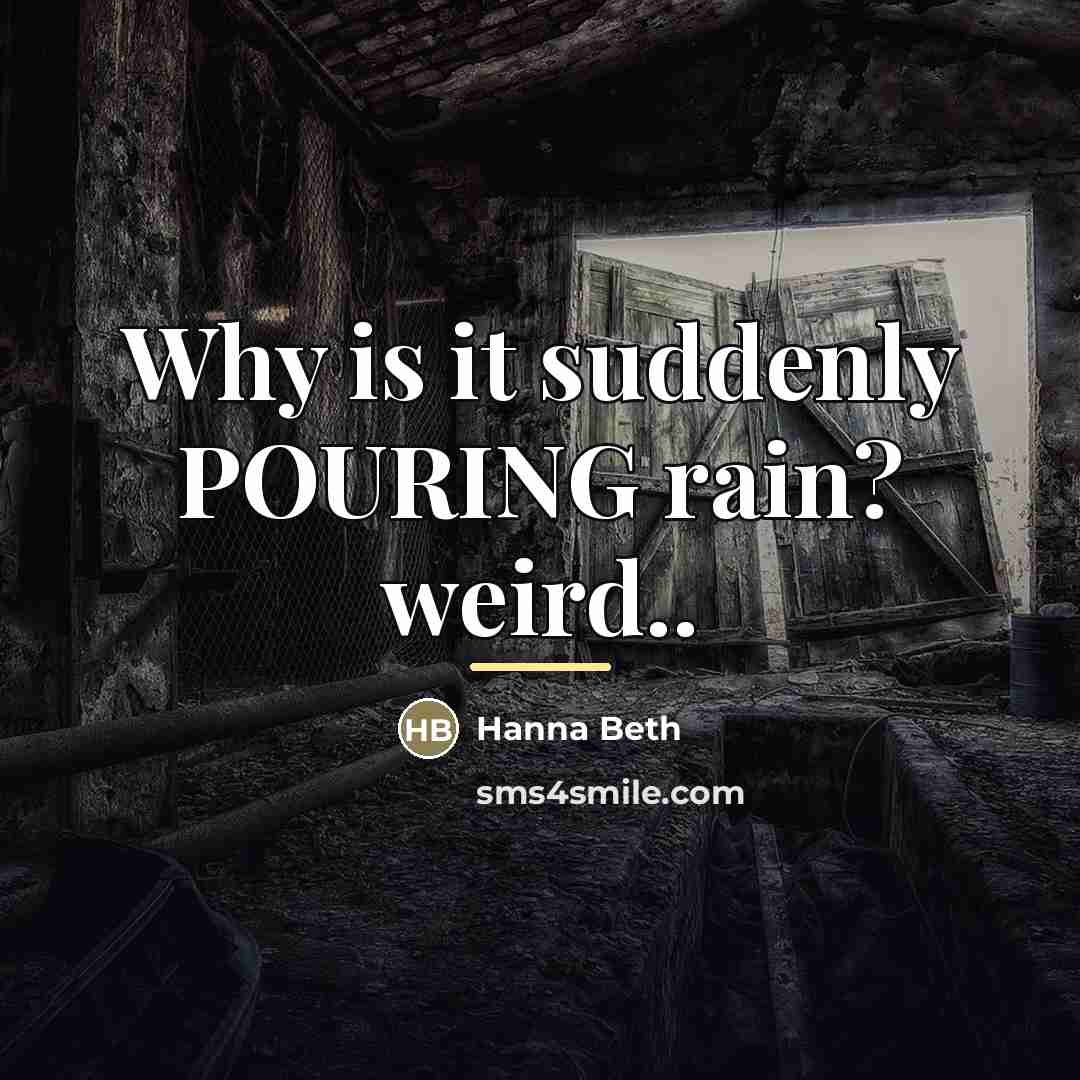 “Why is it suddenly POURING rain? weird..…” quote by Hanna Beth