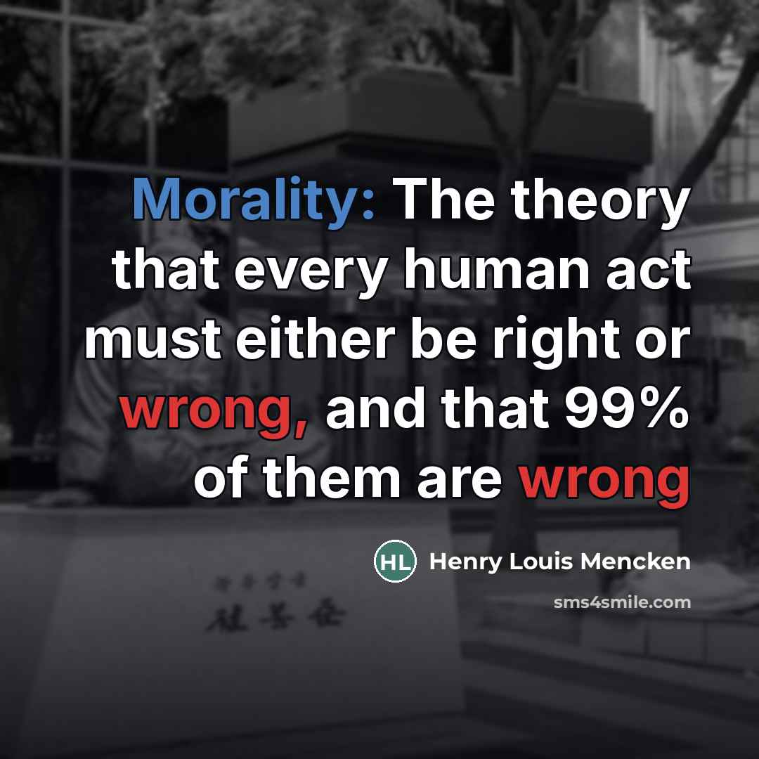 “Morality: The theory that every human act must either be…” quote by Henry Louis Mencken