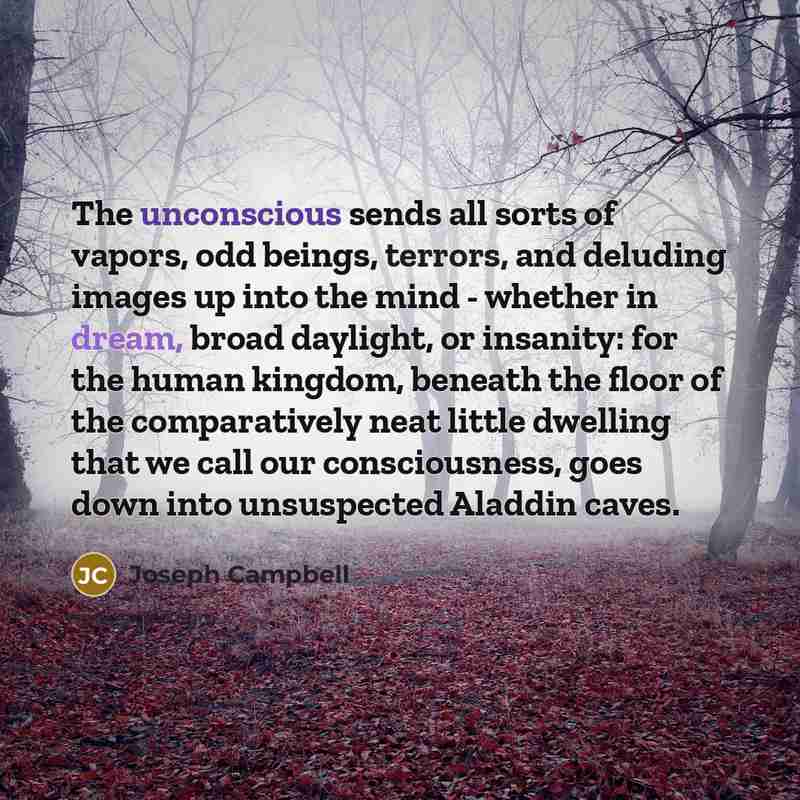 “The unconscious sends all sorts of vapors, odd beings, terrors,…” quote by Joseph Campbell
