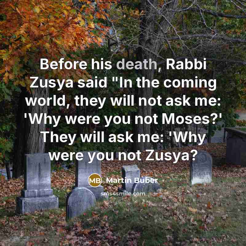 “Before his death, Rabbi Zusya said "In the coming world,…” quote by Martin Buber