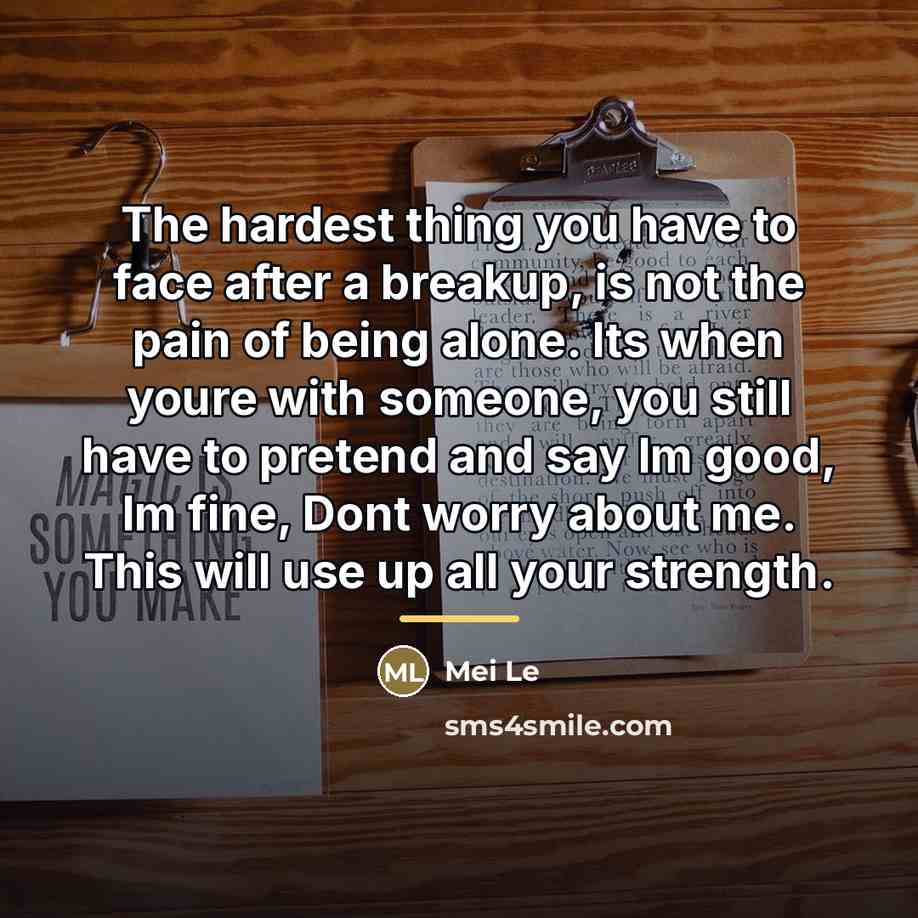 “The hardest thing you have to face after a breakup,…” quote by Mei Le