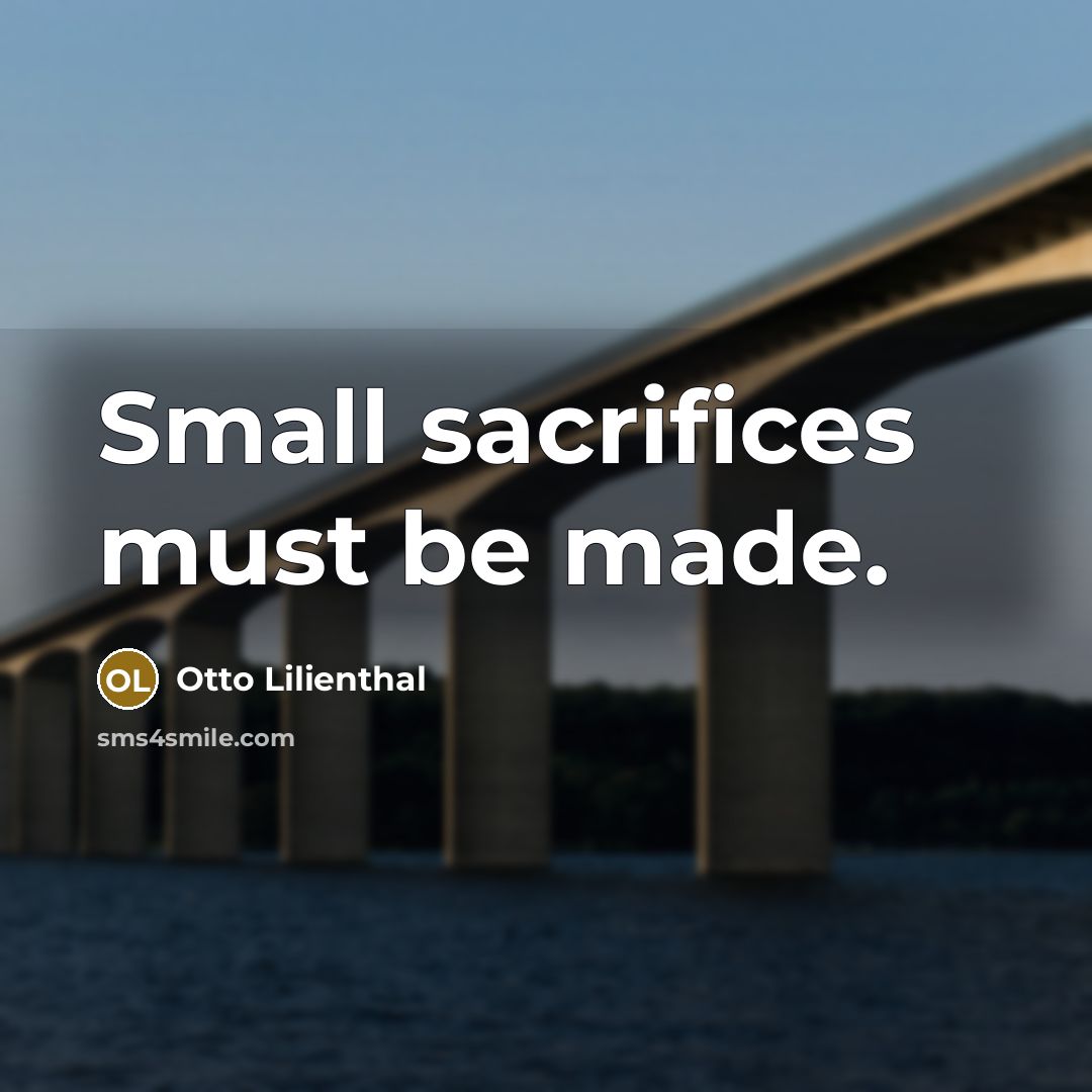 “Small sacrifices must be made.…” quote by Otto Lilienthal