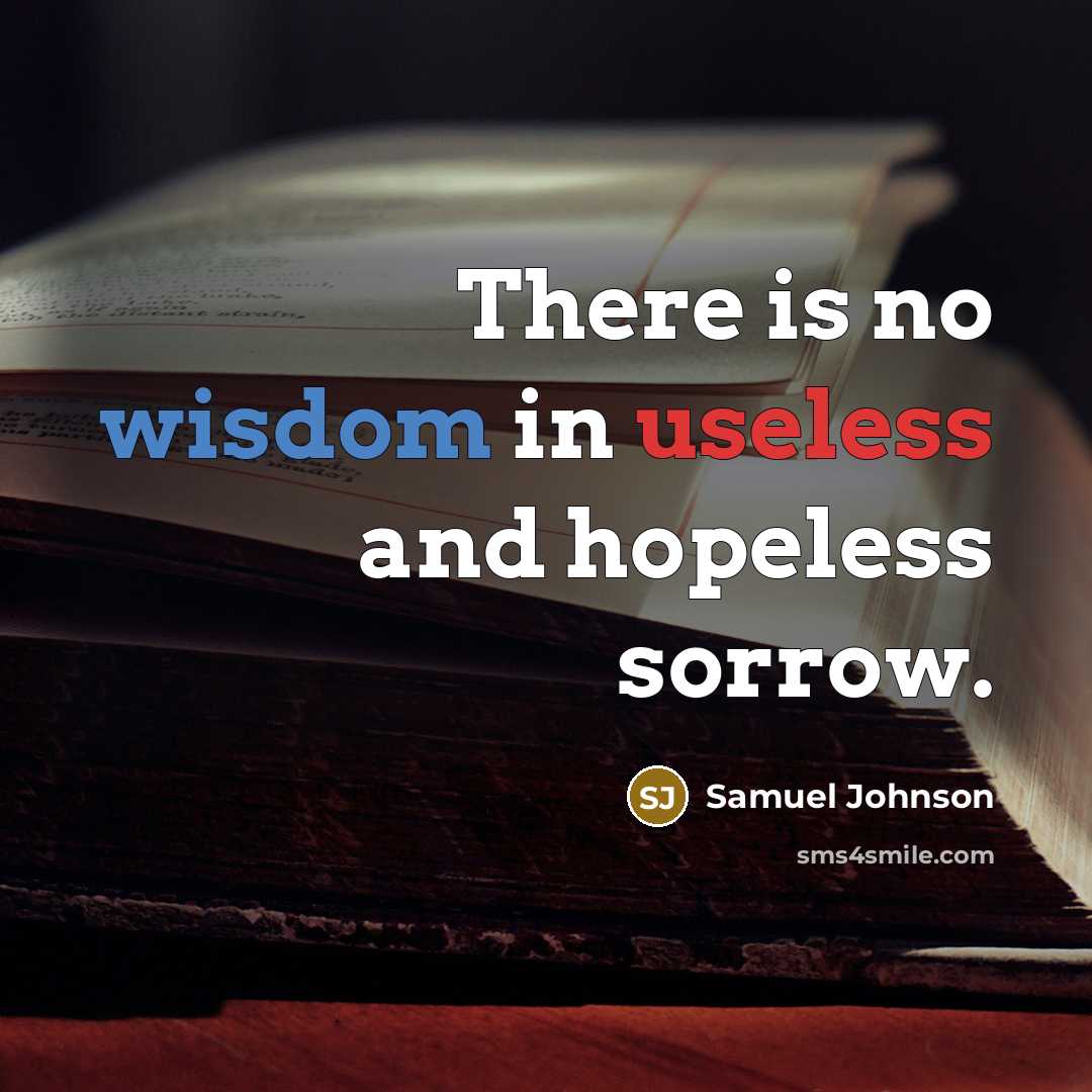 “There is no wisdom in useless and hopeless sorrow.…” quote by Samuel Johnson