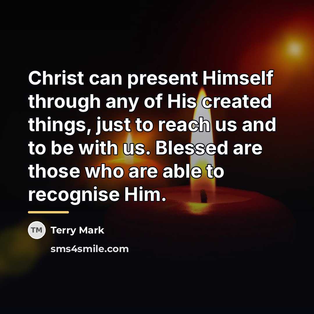 “Christ can present Himself through any of His created things,…” quote by Terry Mark