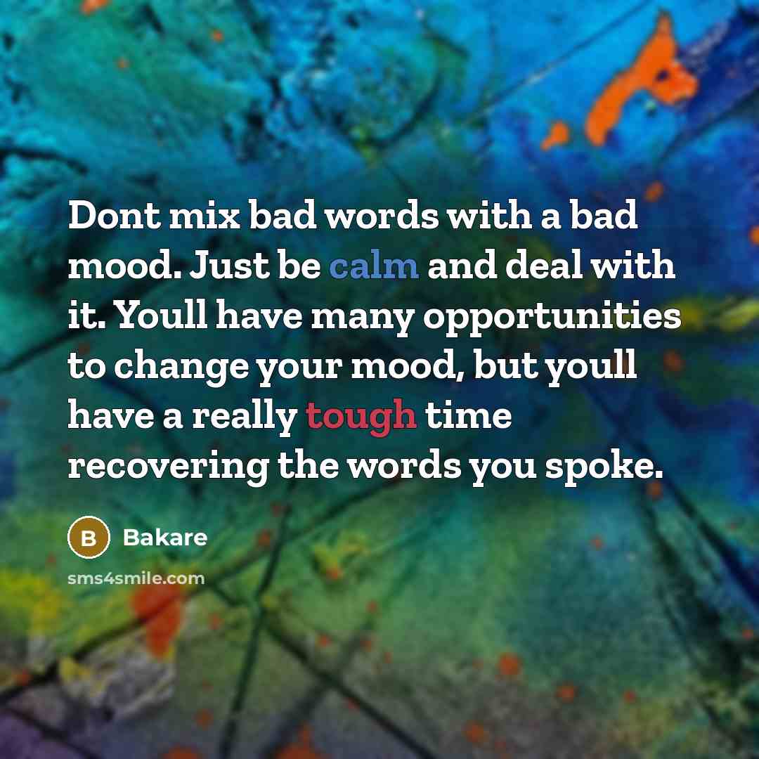 “Dont mix bad words with a bad mood. Just be…” quote by Bakare