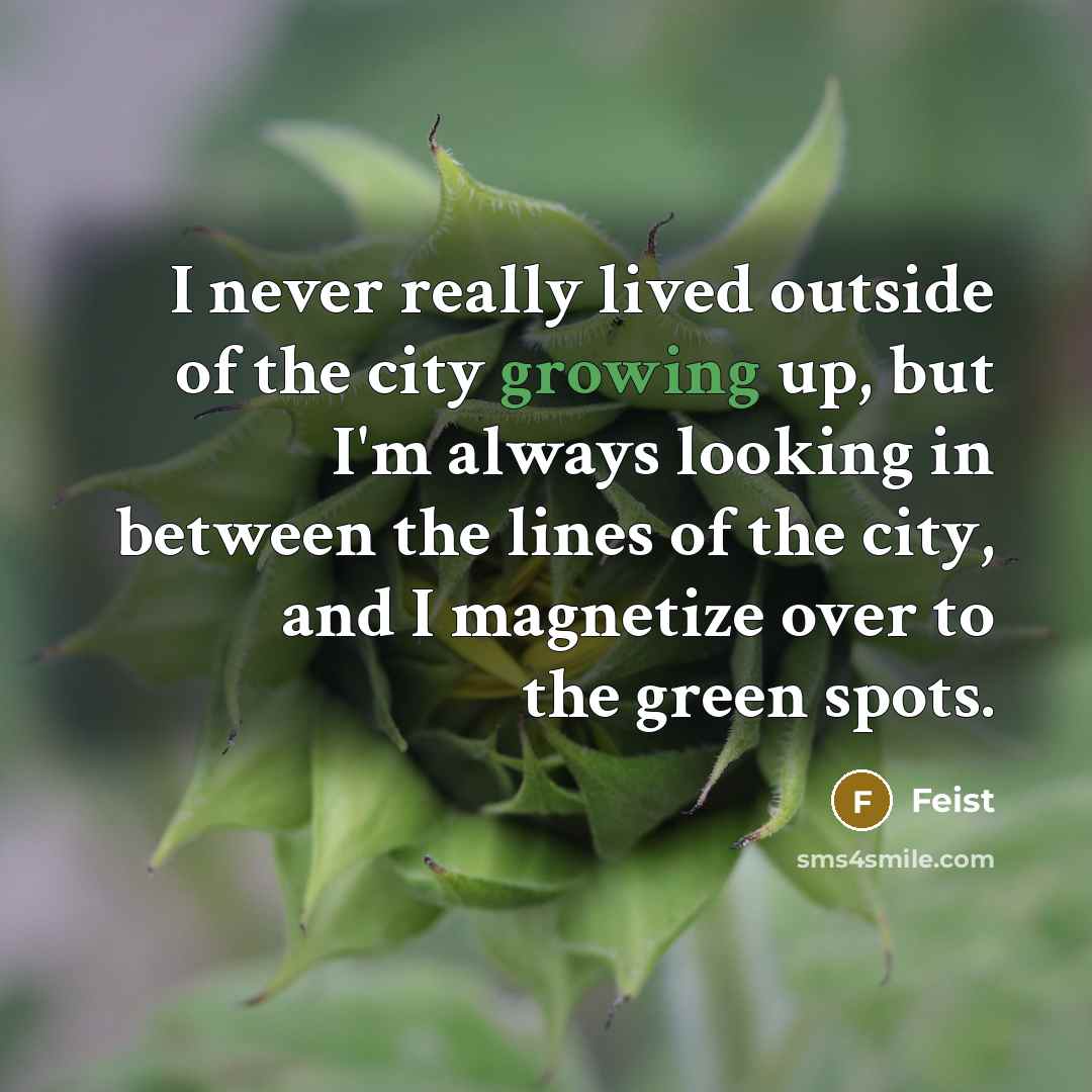 “I never really lived outside of the city growing up,…” quote by Feist