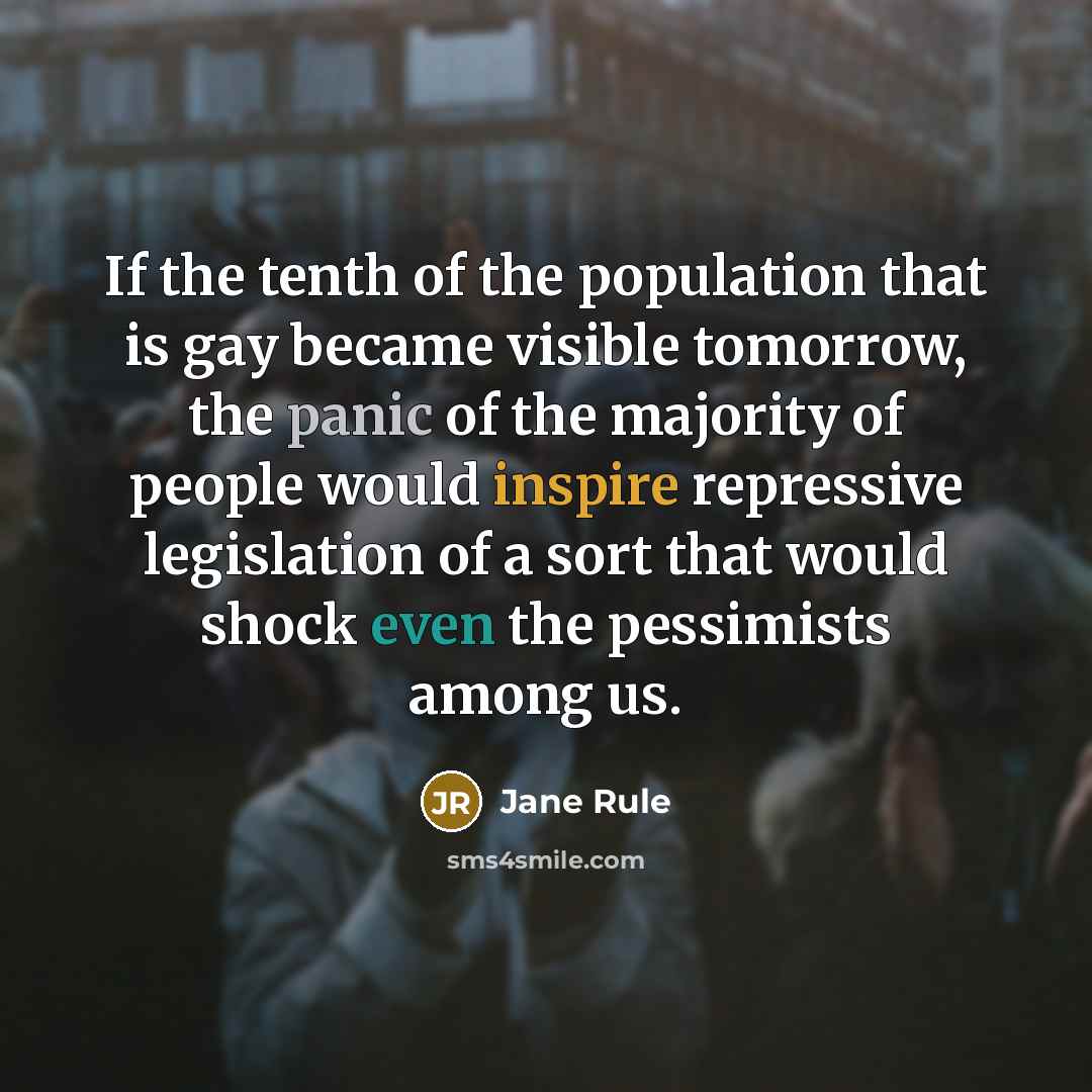 “If the tenth of the population that is gay became…” quote by Jane Rule