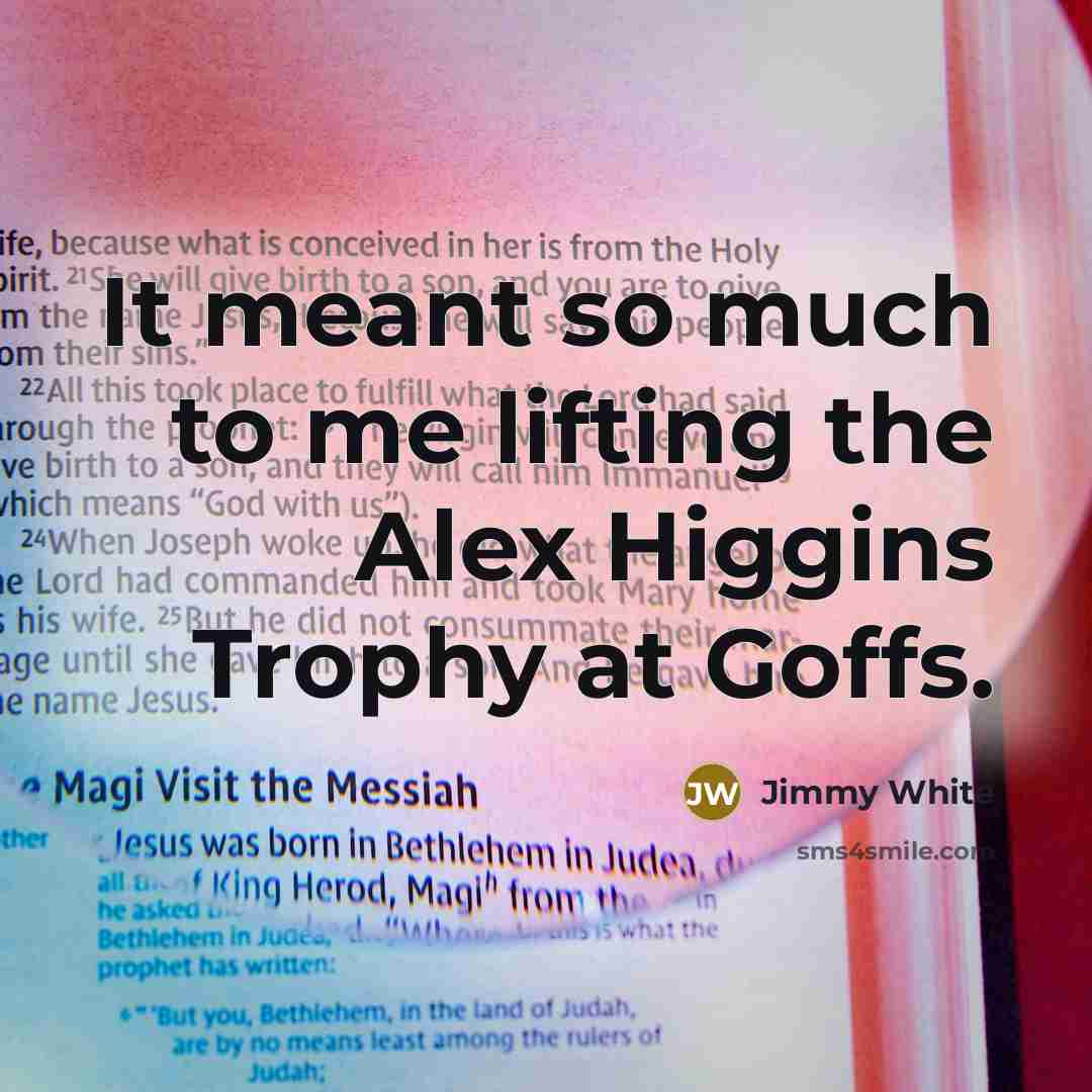 “It meant so much to me lifting the Alex Higgins…” quote by Jimmy White